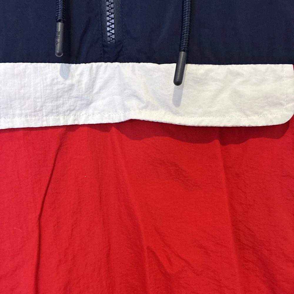 Fila Mens Quarter Zip Windbreaker Anorak Jacket Colorblock Navy Red XL